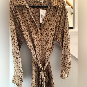 12th tribe after dark brown retro satin mini dress - size XL